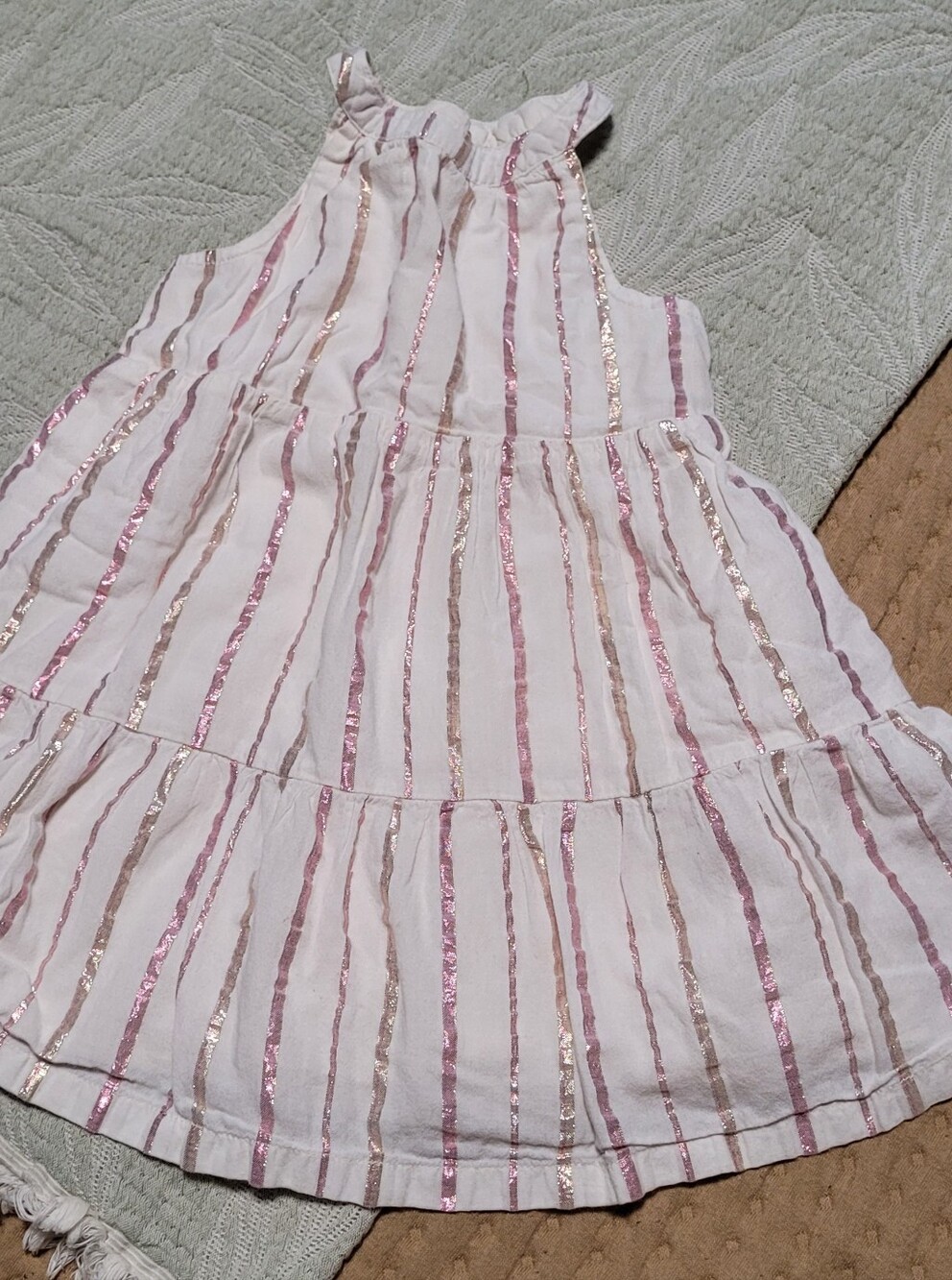 💚10 for $10💚 Bundle and save  White Sundress with Pink & Rose Gold Stripes